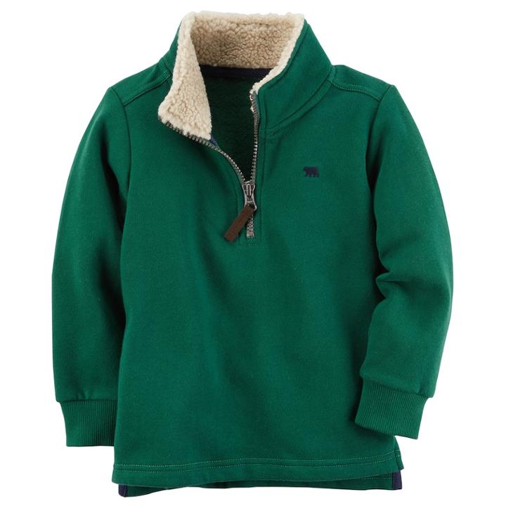 Baby Boy Carter's 1/4-zip Green Fleece Mockneck Pullover, Size: 9 Months