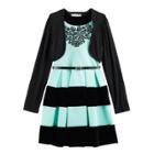 Girls 7-16 Knitworks Striped Halter Skater Dress & Shrug Set, Size: 7, Green Oth