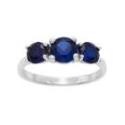 Sterling Silver Lab-created Sapphire 3-stone Ring, Women's, Size: 8, Blue