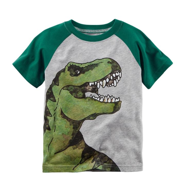 Boys 4-8 Carter's Dinosaur Raglan Tee, Size: 8, Light Grey