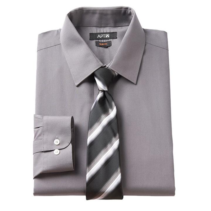 Men's Apt. 9&reg; Slim-fit Dress Shirt & Tie Set, Size: Xl-36/37, Other Clrs