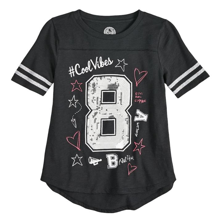 Plus Size Girls 7-16 So&reg; Varsity Graphic Tee, Size: 18 1/2, Black