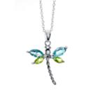 Sterling Silver Simulated Gemstone Dragonfly Pendant, Women's, Size: 18, Multicolor