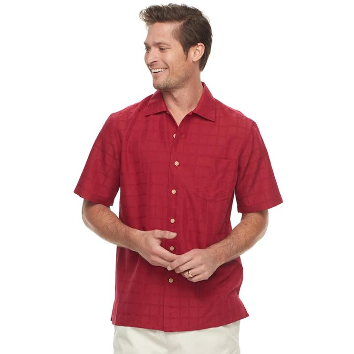 Men's Batik Bay Regular-fit Soft-touch Rayon-blend Button-down Shirt, Size: Xxl, Med Red
