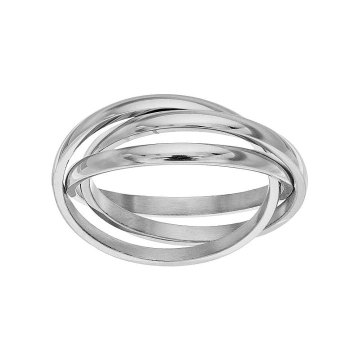 Stainless Steel Triple Interlocking Ring, Adult Unisex, Size: 13, Grey