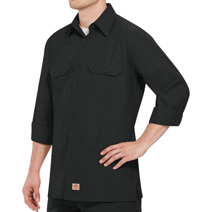 Men's Red Kap Classic-fit Ripstop Work Shirt, Size: Xxl, Black