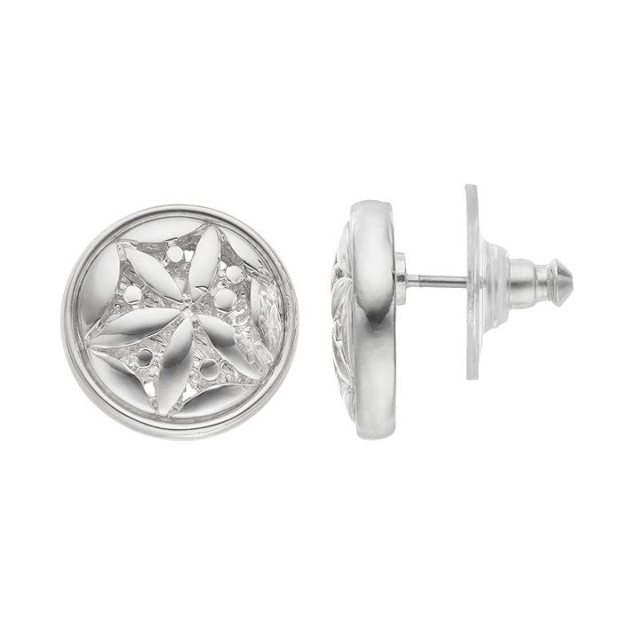 Napier Textured Circle Nickel Free Drop Earrings, Women's, Silver