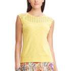 Women's Chaps Lace Yoke Top, Size: Large, Yellow