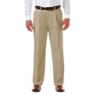 Men's Haggar&reg; Cool 18&reg; Pro Classic-fit Wrinkle-free Pleated Expandable Waist Pants, Size: 38x34, Beige