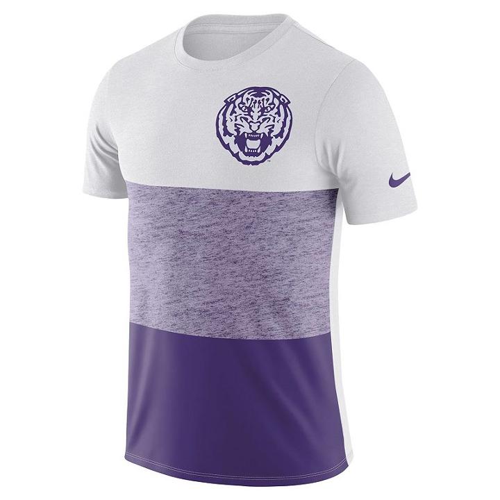 Men's Nike Lsu Tigers Triblend Colorblock Tee, Size: Large, White Oth