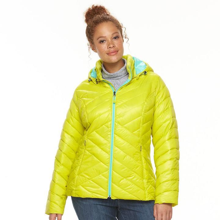 Plus Size Tek Gear&reg; Hooded Packable Puffer Jacket, Women's, Size: 3xl, Med Green