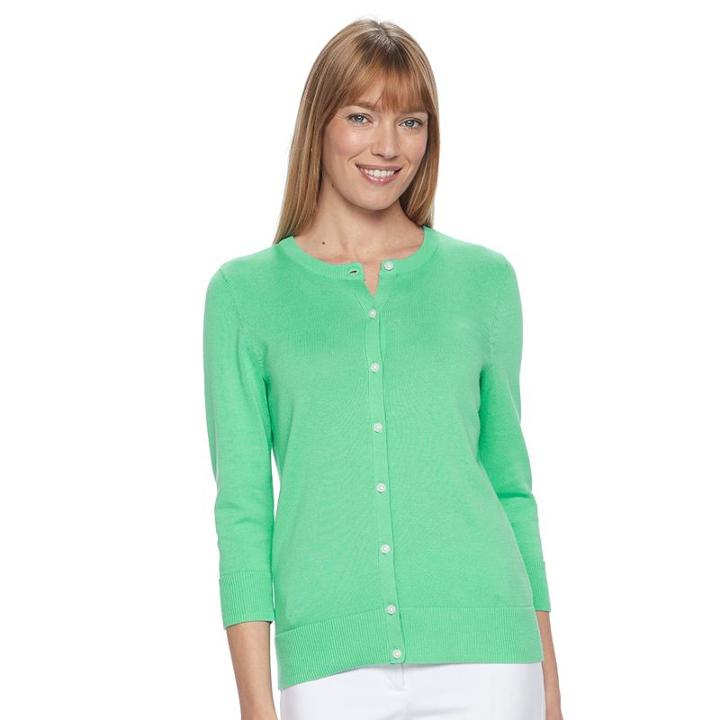 Women's Croft & Barrow&reg; Button Down Cardigan, Size: Small, Green