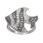 Lavish By Tjm Sterling Silver Marcasite And Crystal Fish Ring - Made With Swarovski Marcasite, Women's, Size: 8, White