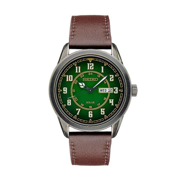 Seiko Men's Recraft Leather Solar Watch, Brown