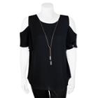 Juniors' Plus Size Iz Byer Cold-shoulder Top, Teens, Size: 1xl, Black