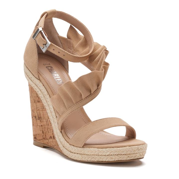 Style Charles By Charles David Beauty Women's Ruffled Wedge Sandals, Size: 8.5, Natural