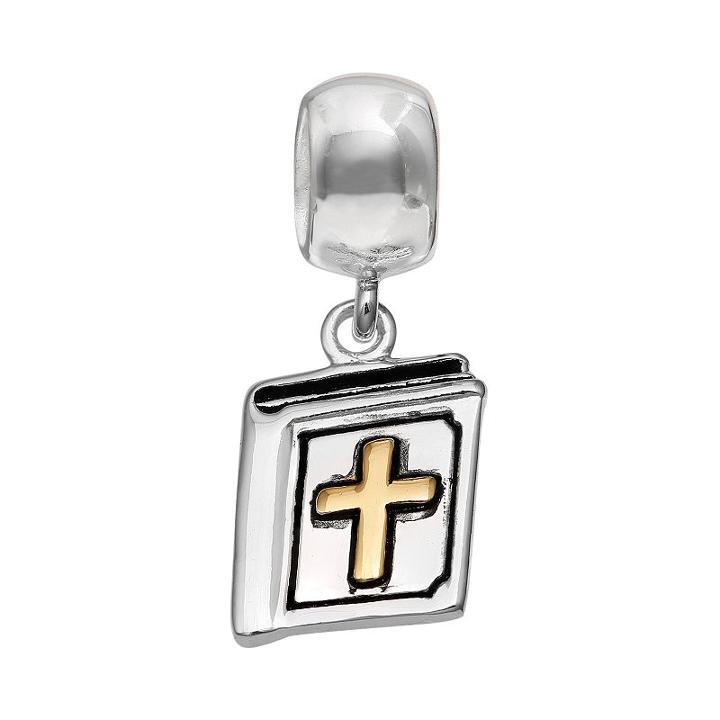 Individuality Beads 14k Gold Over Silver And Sterling Silver Cross Bible Charm, Women's, Grey