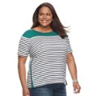 Plus Size Croft & Barrow&reg; Striped Boatneck Tee, Women's, Size: 3xl, Green