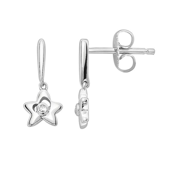 Little Diva Diamonds Sterling Silver Diamond Accent Star Drop Earrings - Kids, Girl's, White