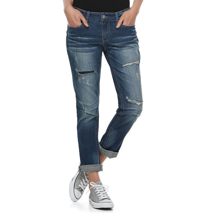 Juniors' Unionbay Tory Ripped Boyfriend Jeans, Teens, Size: 3, Blue Other