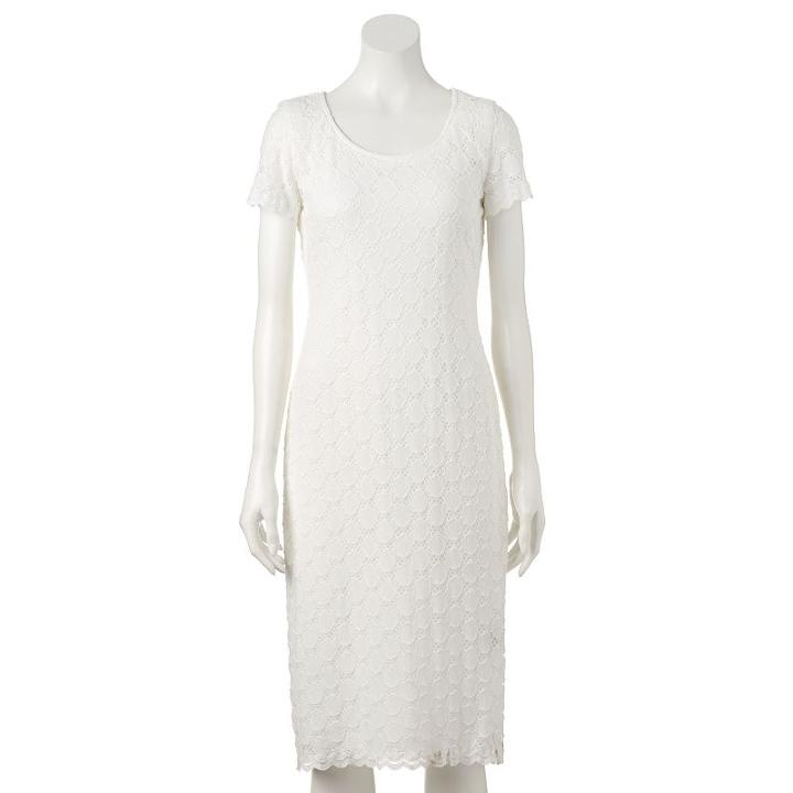 Women's Ronni Nicole Circle Lace Sheath Dress, Size: 8, Lt Beige