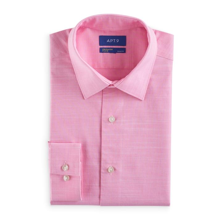 Men's Apt. 9&reg; Slim-fit Premier Flex Collar Stretch Dress Shirt, Size: 15.5-32/33, Med Pink