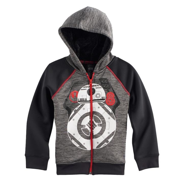 Boys 4-7x Star Wars A Collection For Kohl's Bb-8 Sherpa-lined Zipper Hoodie, Size: 7x, Grey