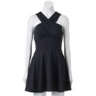 Juniors' Candie's&reg; Crisscross Empire Skater Dress, Girl's, Size: Xl, Black