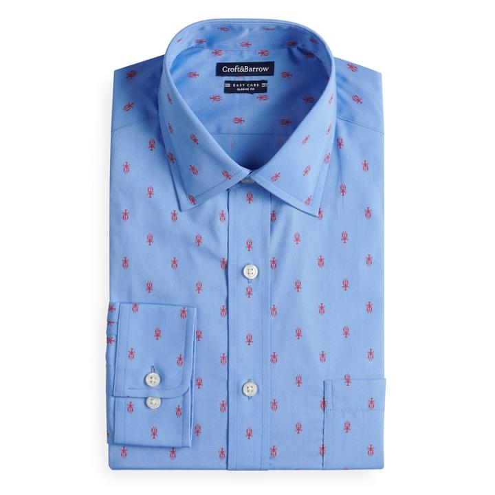 Men's Croft & Barrow&reg; Easy-care Button-down Collar Dress Shirt, Size: 18.5 36/7b, Med Blue
