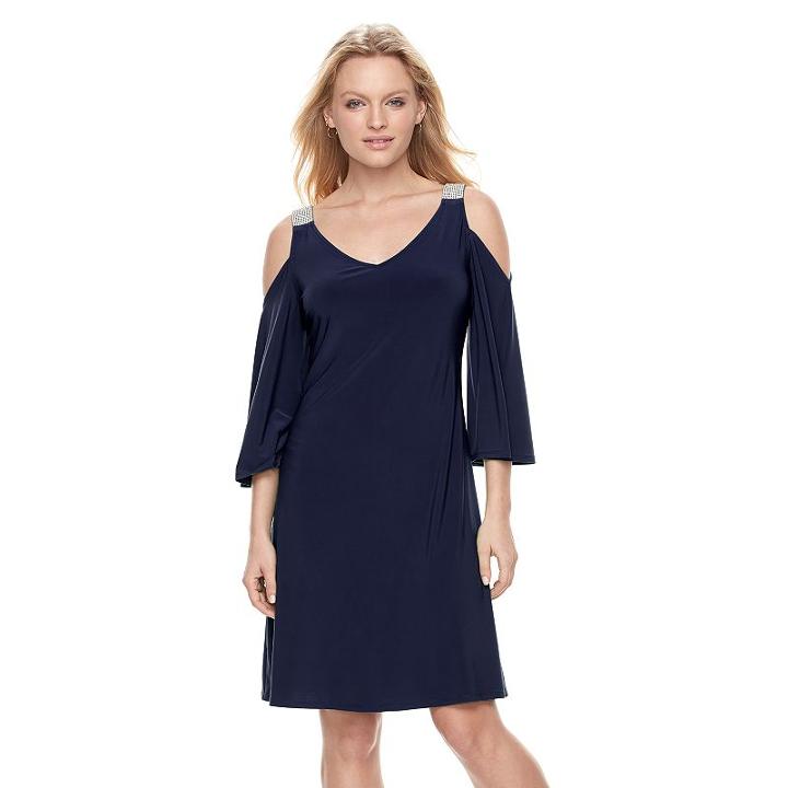 Women's Msk Embellished Cold-shoulder Shift Dress, Size: Large, Lt Orange