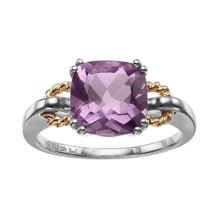 Amethyst Sterling Silver And 18k Gold Over Silver Ring, Women's, Size: 6, Purple