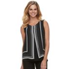 Women's Elle&trade; Print Split-front Tank, Size: Xl, Black