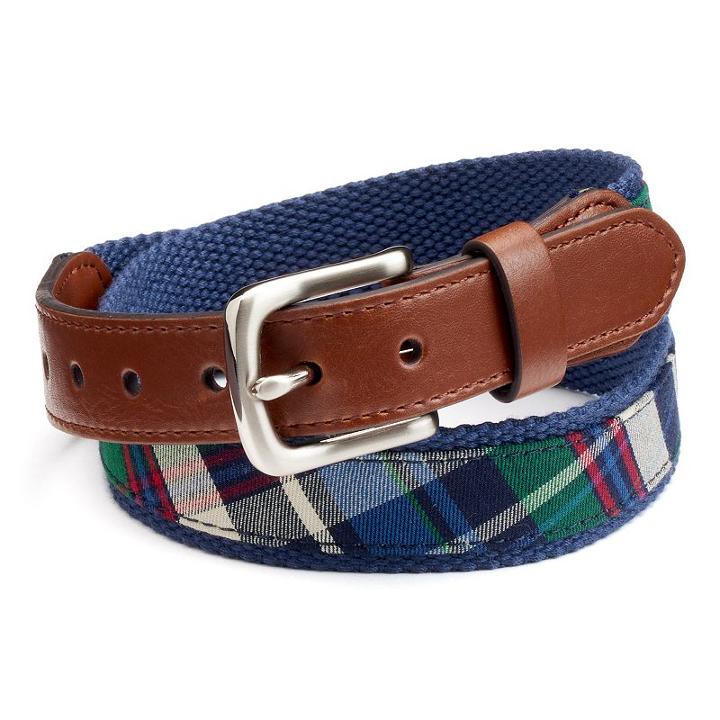 Boys Chaps Plaid Web Belt, Boy's, Size: Xl, Blue