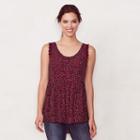 Women's Lc Lauren Conrad Lace-trim Babydoll Tank, Size: Xl, Black
