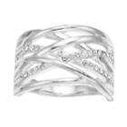Brilliance Silver Tone Swarovski Crystal Open Twine Ring, Women's, Size: 9, White