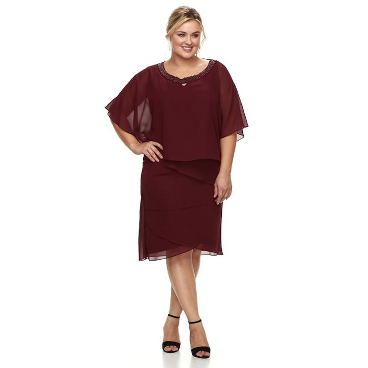 Plus Size Le Bos Tiered Dress & Jacket Set, Women's, Size: 22 W, Purple