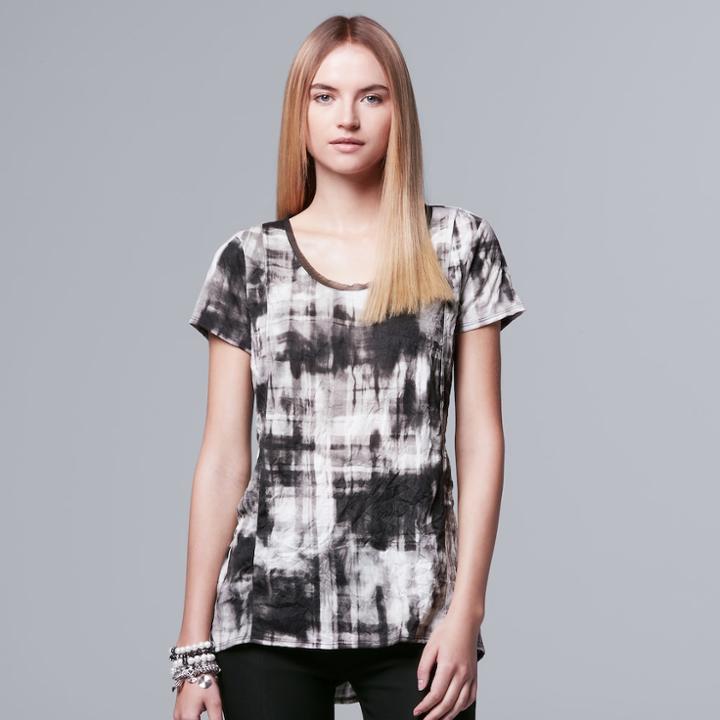Simply Vera Vera Wang Crinkle Tee, Size: Xs, Grey (charcoal)
