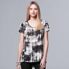 Simply Vera Vera Wang Crinkle Tee, Size: Xs, Grey (charcoal)