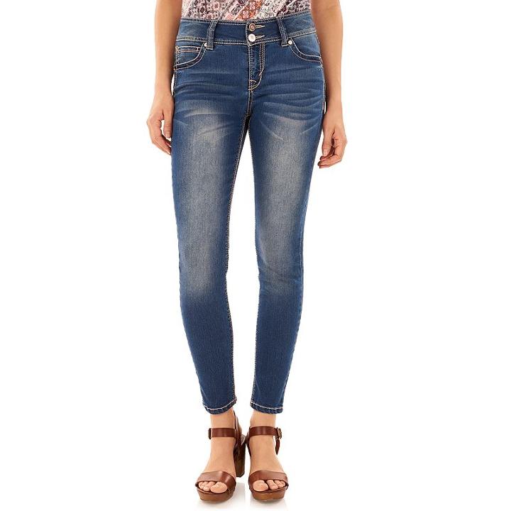 Juniors' Wallflower Luscious Curvy Faded Skinny Jeans, Teens, Size: 15, Blue (navy)
