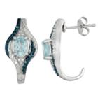 Sterling Silver Blue Topaz & Diamond Accent Earrings, Women's