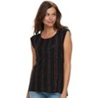 Women's Apt. 9&reg; Lace-up Crewneck Tee, Size: Xl, Black