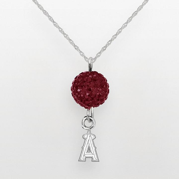 Los Angeles Angels Of Anaheim Sterling Silver Crystal Ball Pendant, Women's, Size: 18, Red