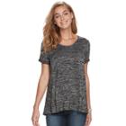 Women's Apt. 9&reg; Marled High-low Tee, Size: Large, Black