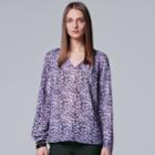 Women's Simply Vera Vera Wang Pintuck Peasant Top, Size: Large, Lt Purple