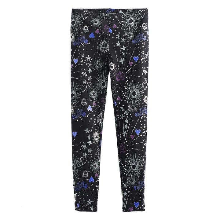 Disney D-signed Descendants Girls 7-16 Conversational Printed Lace Up Leggings, Size: Small, Black