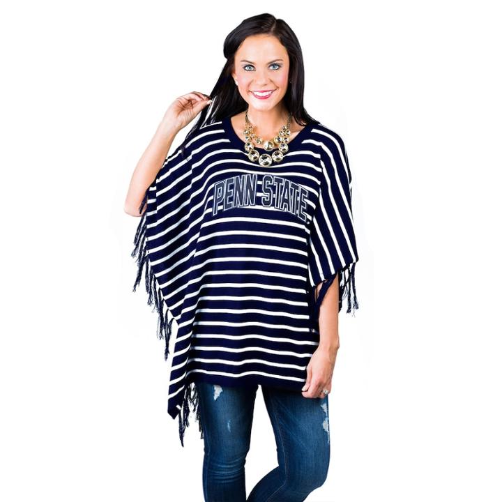 Women's Gameday Couture Penn State Nittany Lions Fringed Poncho, Size: Medium/large, Grey (charcoal)