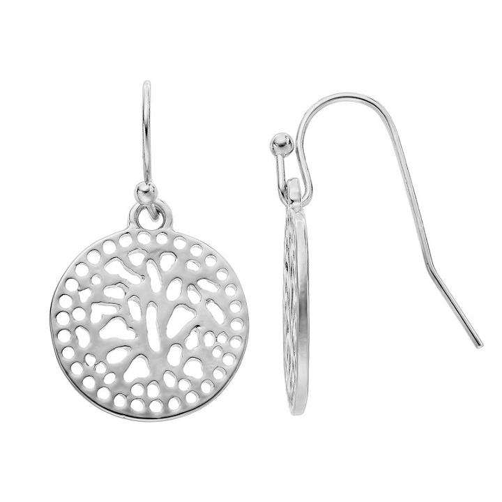 Lc Lauren Conrad Openwork Disc Drop Earrings, Women's, Silver