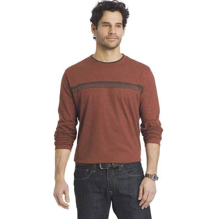 Big & Tall Arrow Classic-fit Striped Mock-layered Tee, Men's, Size: 4xb, Drk Orange