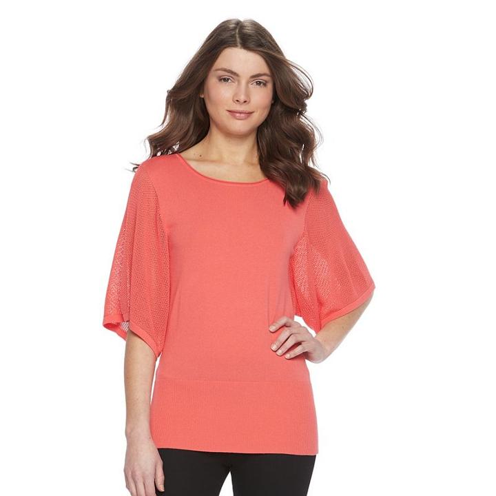 Women's Apt. 9&reg; Pointelle Top, Size: Xxl, Lt Orange