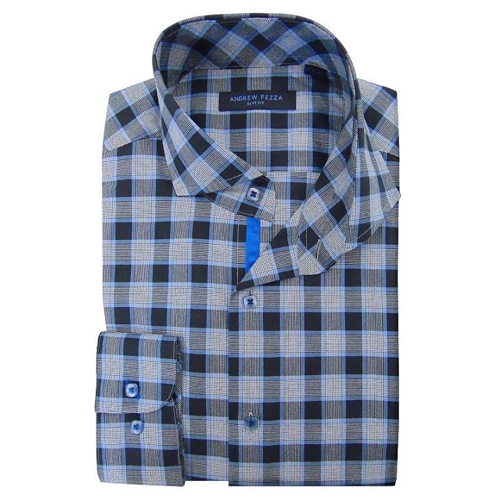Men's Andrew Fezza Slim-fit Comfort Flex Collar Dress Shirt, Size: 17.5, Blue Other